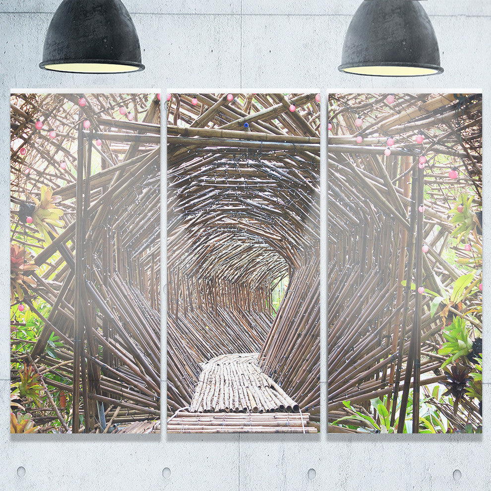 "Bamboo Tunnel in the Garden" Metal Wall Art, 3 Panels, 36"x28"