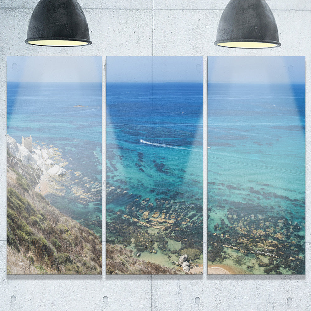 "White Tip Agrigento in Sicily Italy" Metal Wall Art, 3 Panels, 36"x28"
