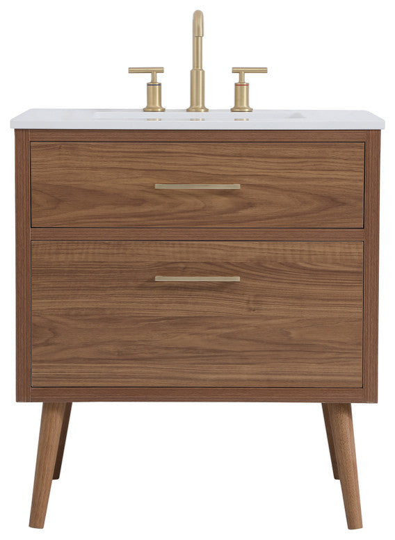 Home Living Walnut Brown 30" Bathroom Vanity