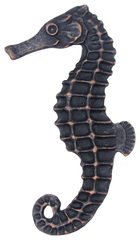 Seahorse Left Facing Cabinet Knob, Large, Oil Rubbed Bronze