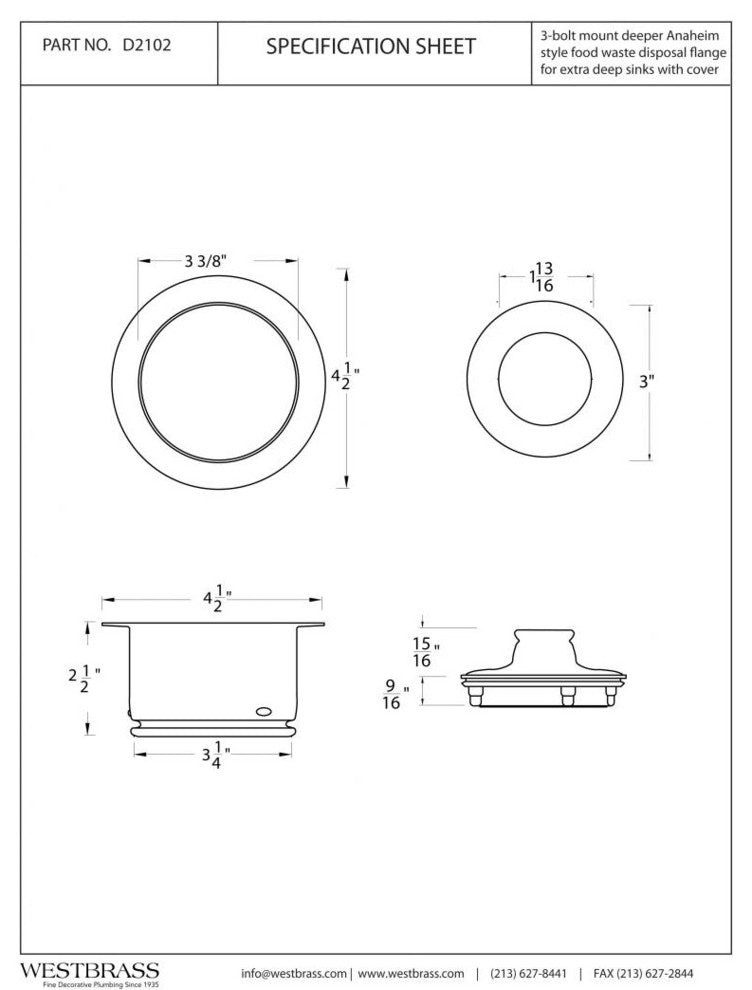 3-Bolt Mount Style Extra-Deep Disposal Flange And Stopper In Polished Chrome
