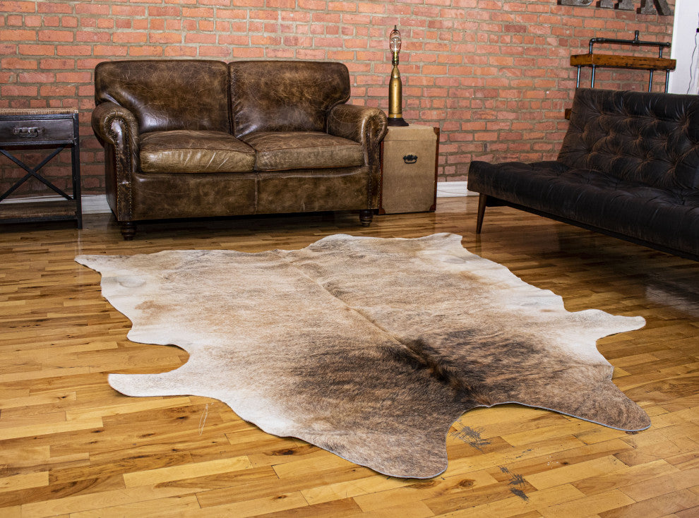 Natural Kobe Cowhide Rug, 6'x7', Light Brindle