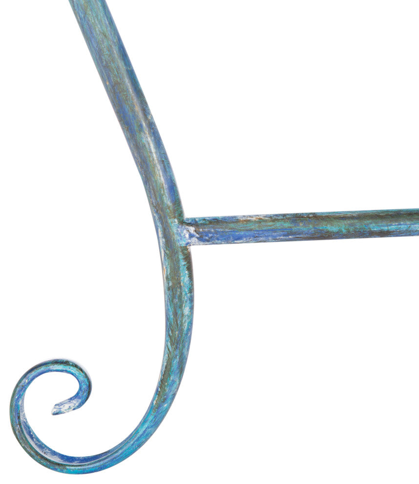 Safavieh Abia Wrought Iron 50"W Outdoor Tree Bench, Antique Blue