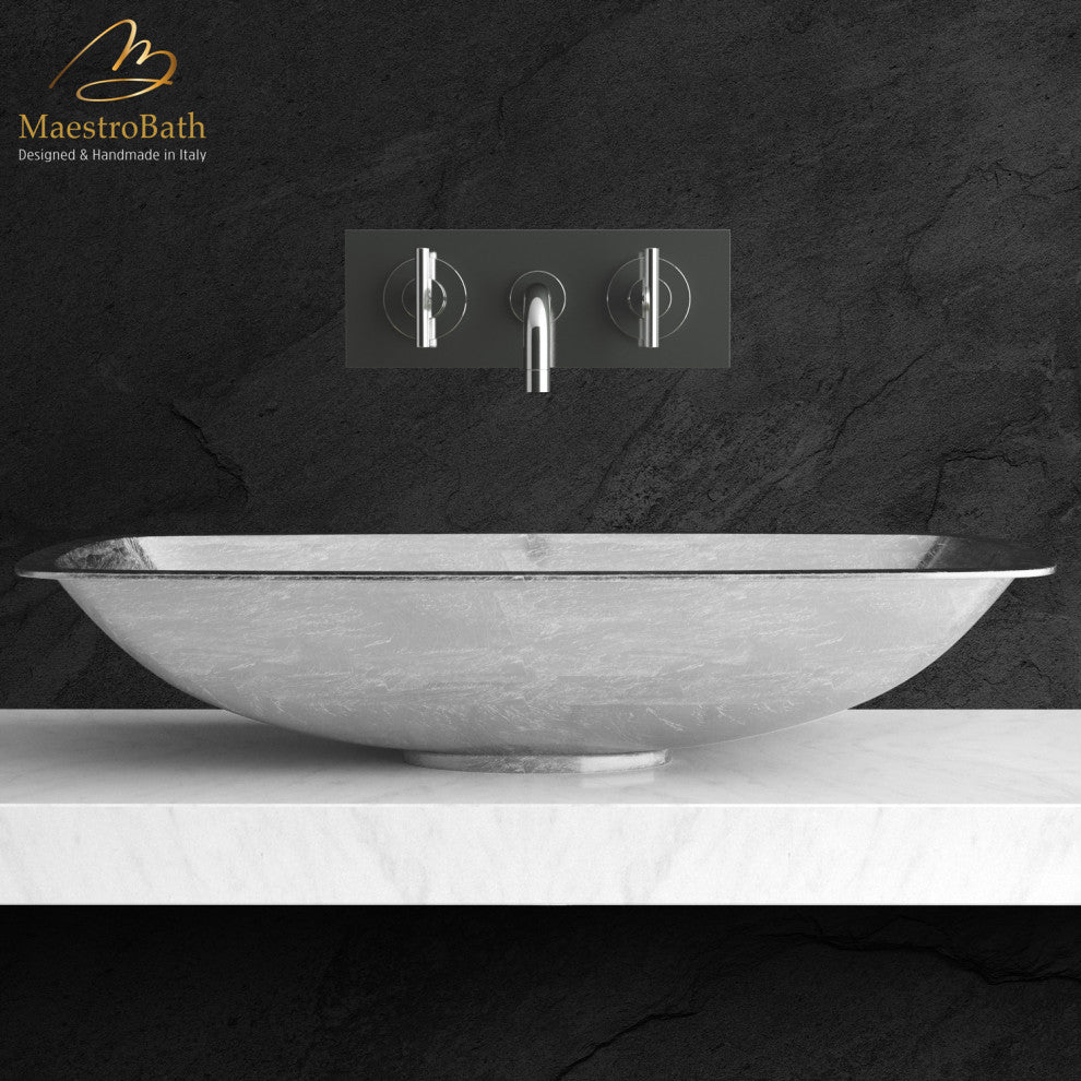 Pert Bathroom Sink, Silver Leaf