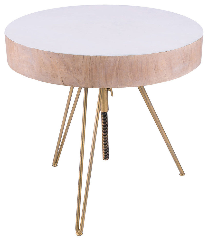 Dimond Home 7159-060 Biarritz Suar Wood Accent Table With Gold Metal Legs