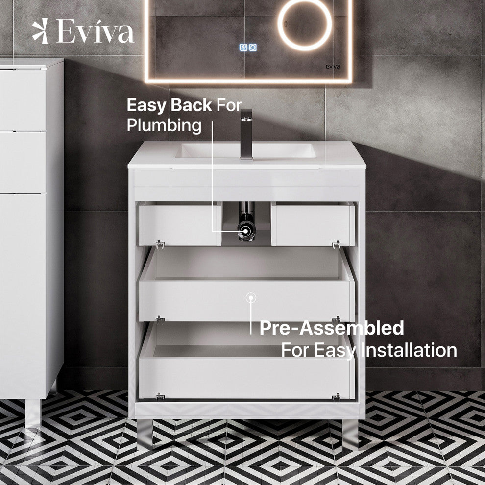 Libra Modern freestanding Bathroom Vanity With Integrated Sink, White