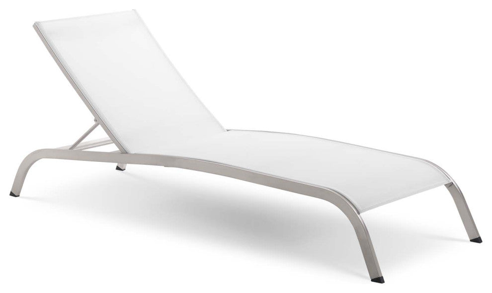 Savannah Outdoor Patio Mesh Chaise Outdoor Patio Lounge Chair White