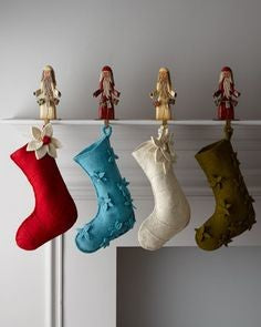 Poinsettia Christmas Stocking in Red
