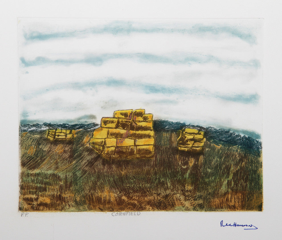 Rex Harrison "Cornfield" Color Etching
