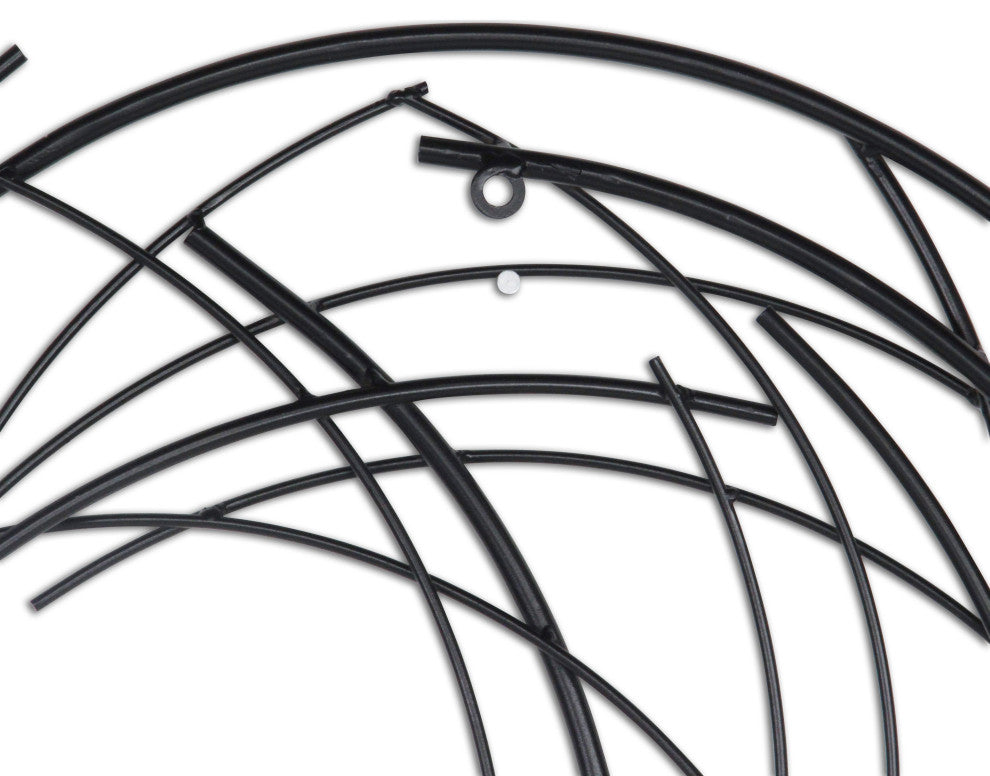Denine Black Abstract Round Wall Art