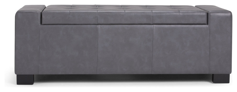 Laredo 51" Contemporary Storage Ottoman, Stone Gray