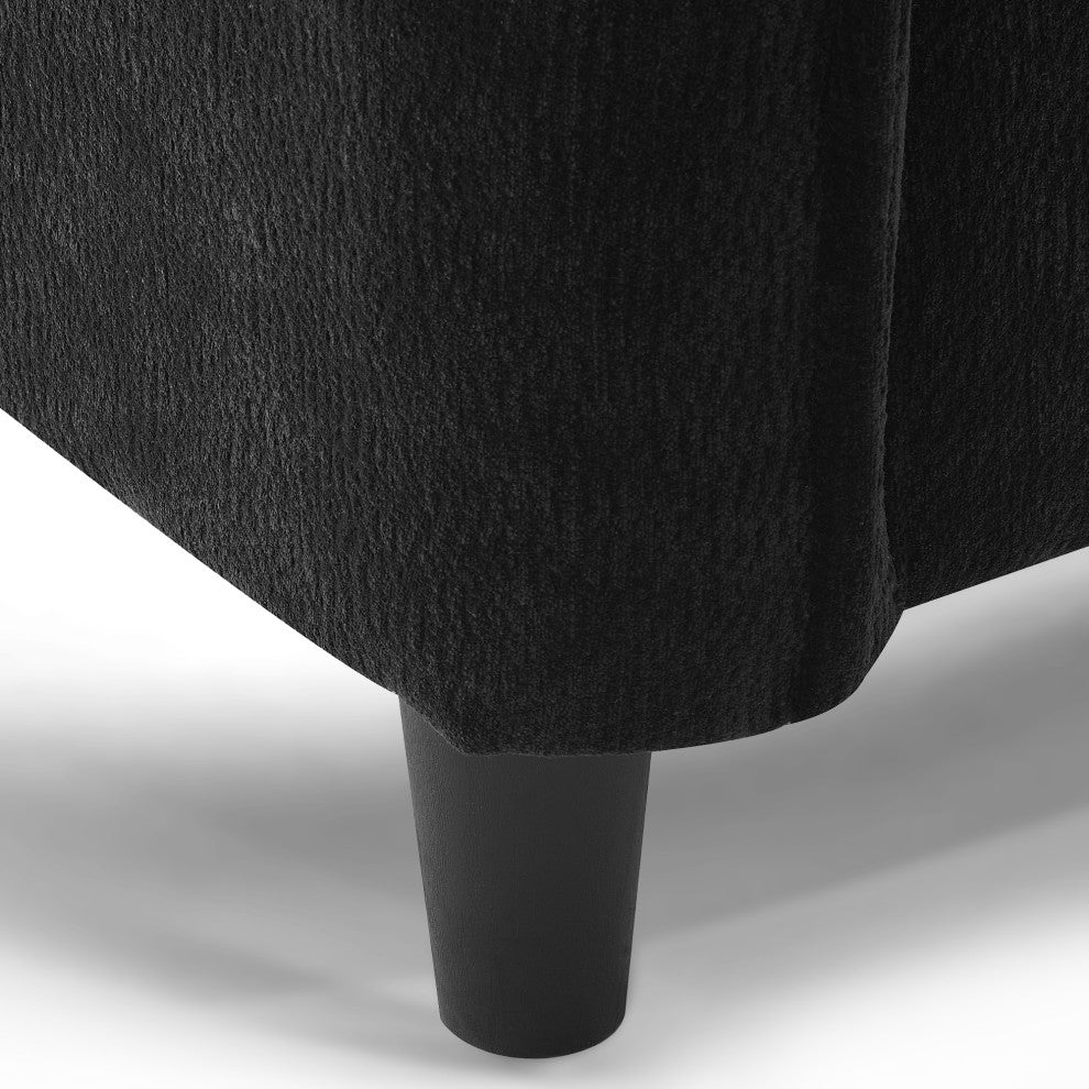GDF Studio Modern Convertible L-Shaped Sectional Sofa With Ottoman, Black