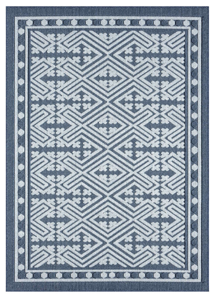 Nimes Diamond Framework Area Rug, Dark Blue, 5'3"x7'3"
