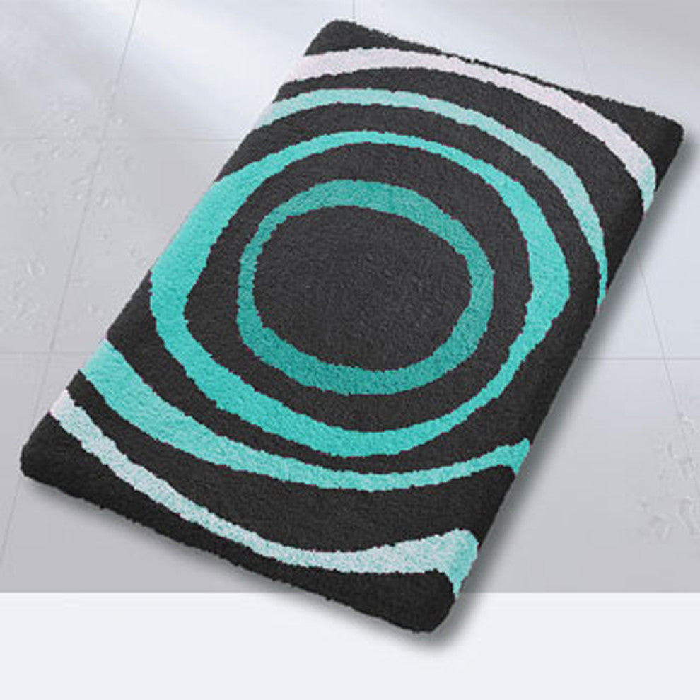 Turquoise Luxury Non Slip Washable Bathroom Rug, Highlight, Medium