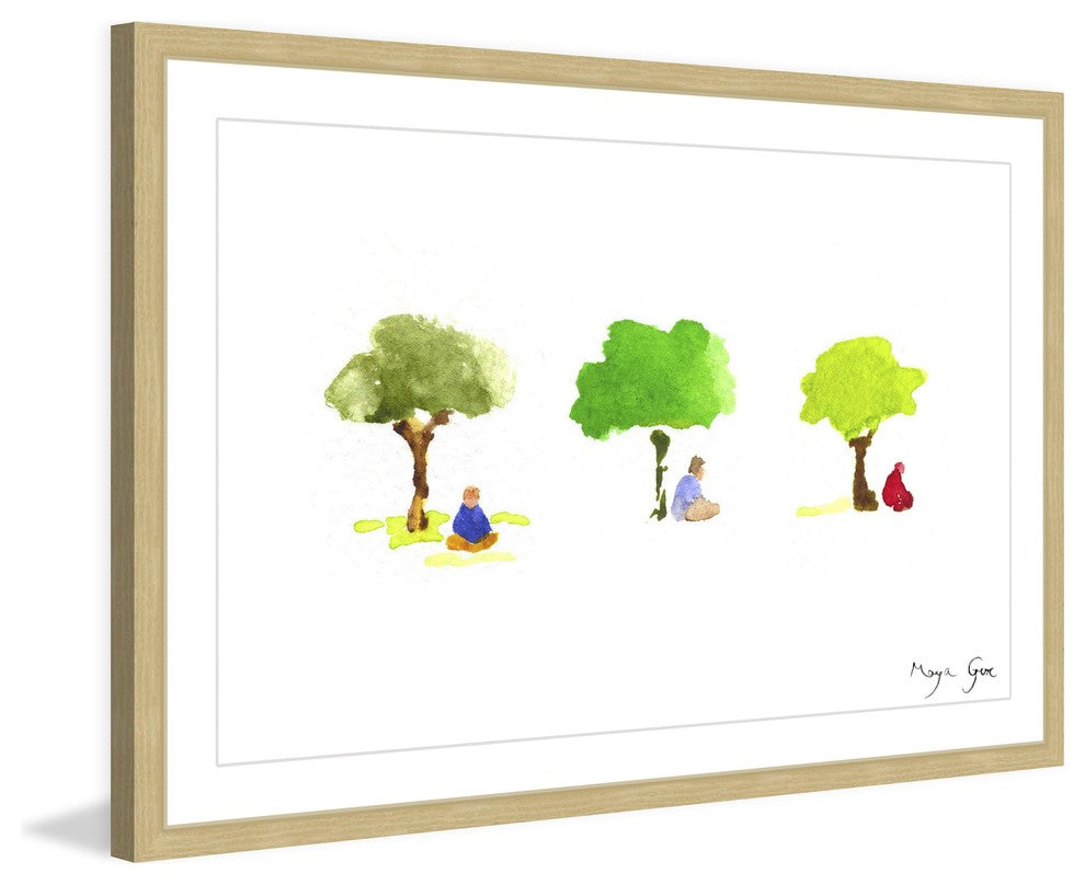Marmont Hill, "Three Meditators" by Maya Gur Framed Painting Print, 36x24