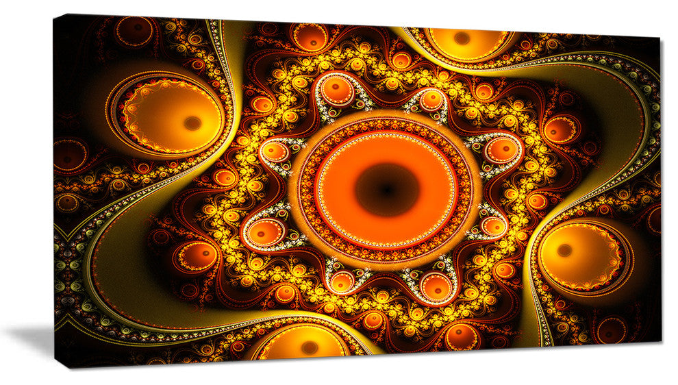 Golden Fractal Pattern with Circles, Abstract Canvas Art Print, 40x20