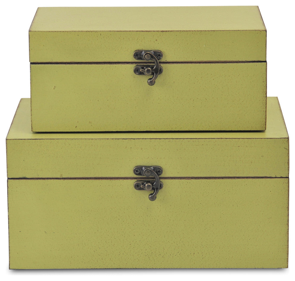 Weathered Green Boxes, Set of 2