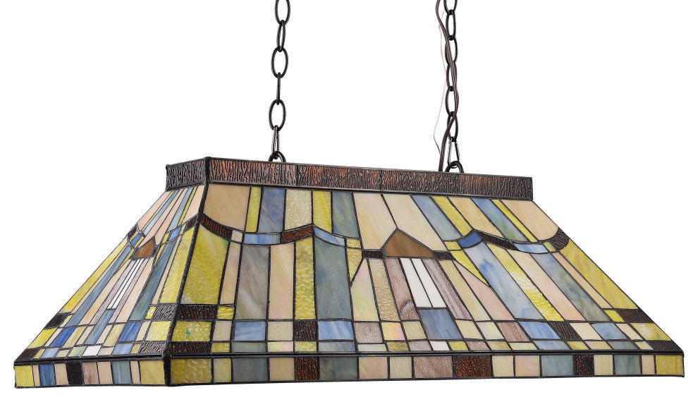 CHLOE Lighting Kinsey Tiffany Blackish Bronze 3-Light Mission Island Fixture