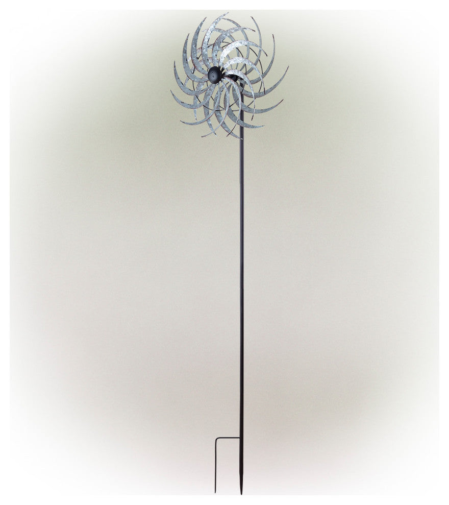 Galvanized Dual Wind Spinner Garden Stake