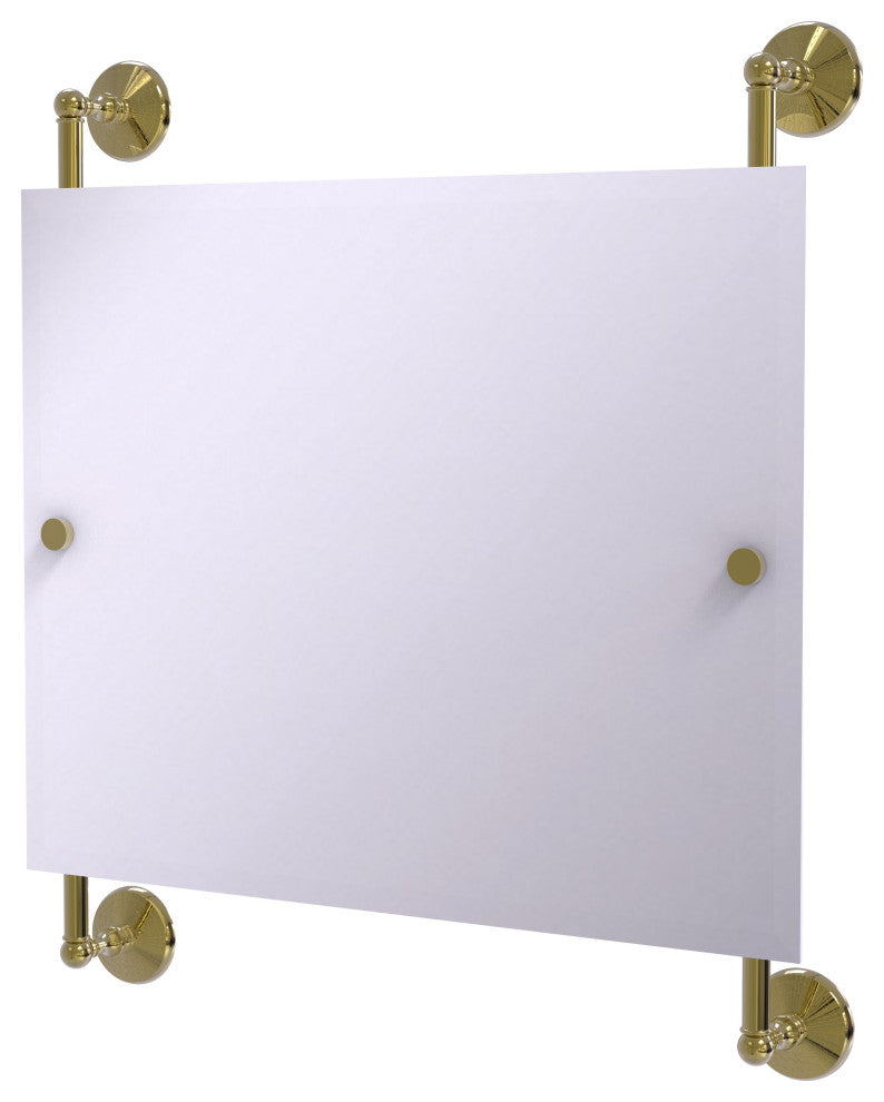Monte Carlo Landscape Frameless Rail Mounted Mirror, Unlacquered Brass