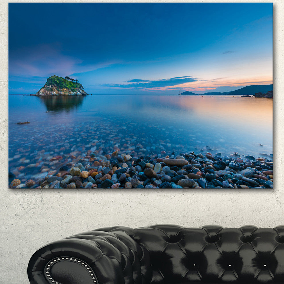 Green Isle at Stony Coast, Large Seashore Canvas Wall Art, 40"x30"