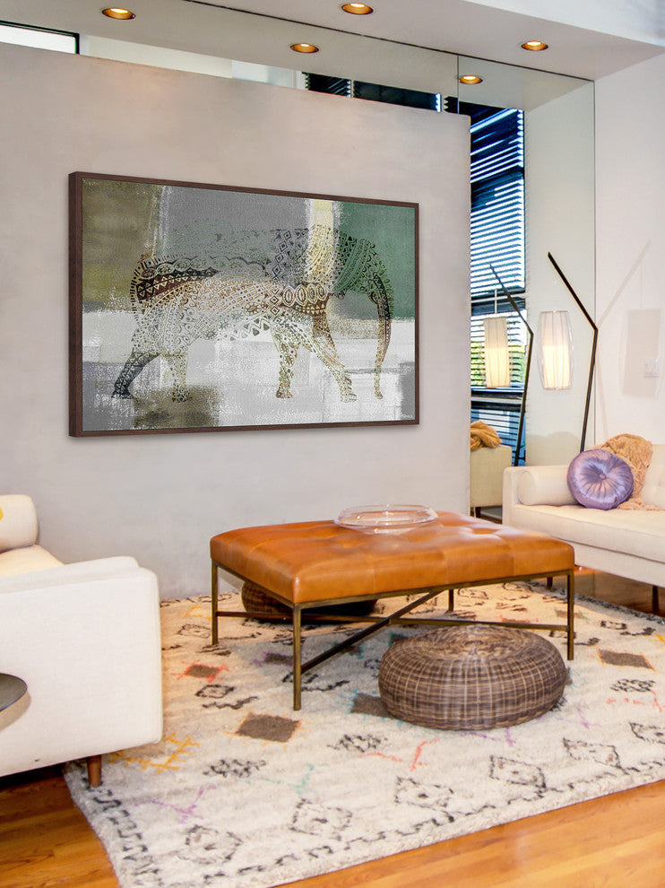 "Decorative Elephant" Floater Framed Painting Print on Canvas, 60"x40"