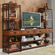 Homestyles Modern Craftsman Wood Media Stand in Brown Oak