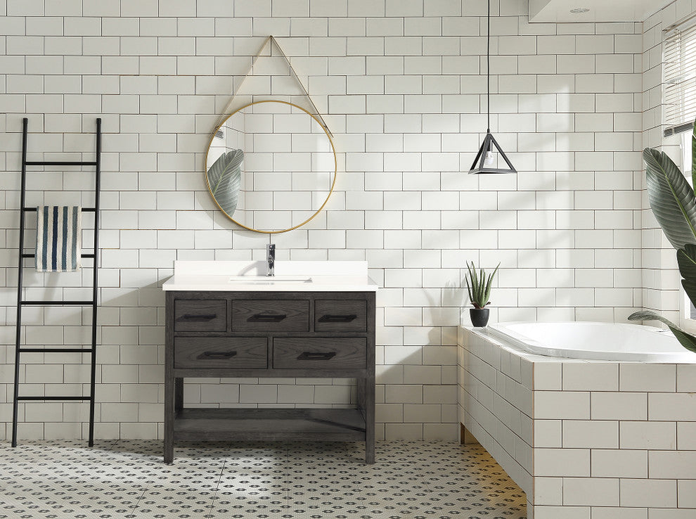 Betty 42" Bathroom Vanity, Weathered Gray Finish