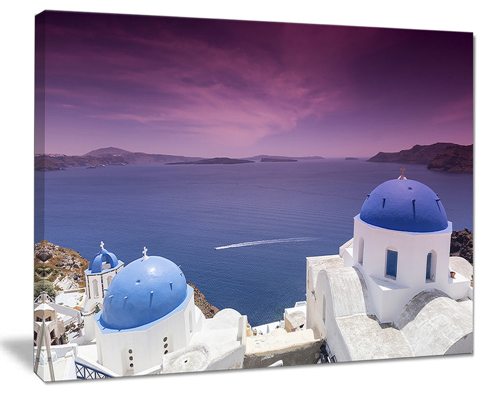 "Blue Domed Churches on Caldera" Landscape Print Wall Artwork, 40"x30"