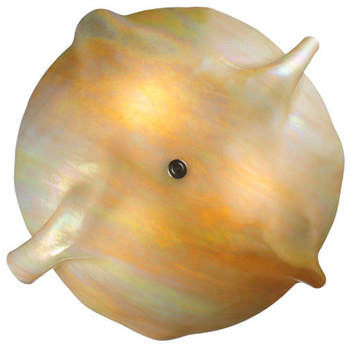 16" W Metro Beige Iridescent Organic Art Glass Flush Mount