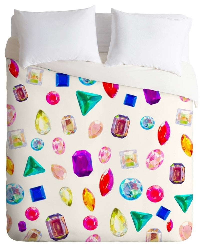 Deny Designs Natalie Baca Rhinestone Reverie In White Duvet Cover - Lightweight