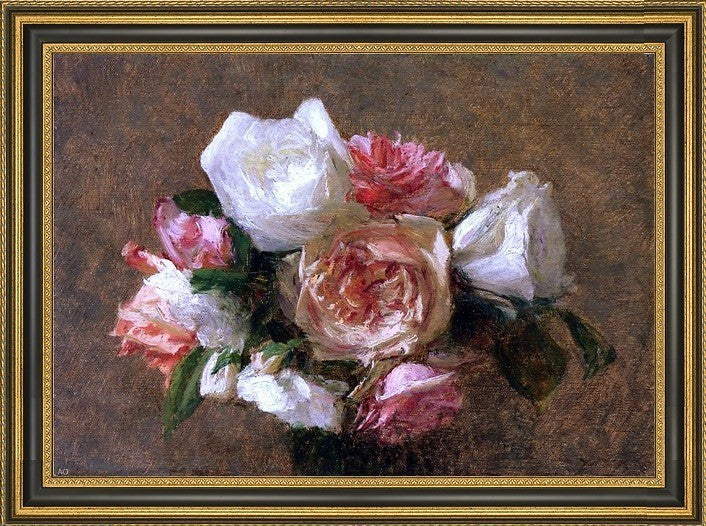 Victoria Dubourg FantinLatour Vase of Roses Framed Premium Canvas Print, 18"x27"