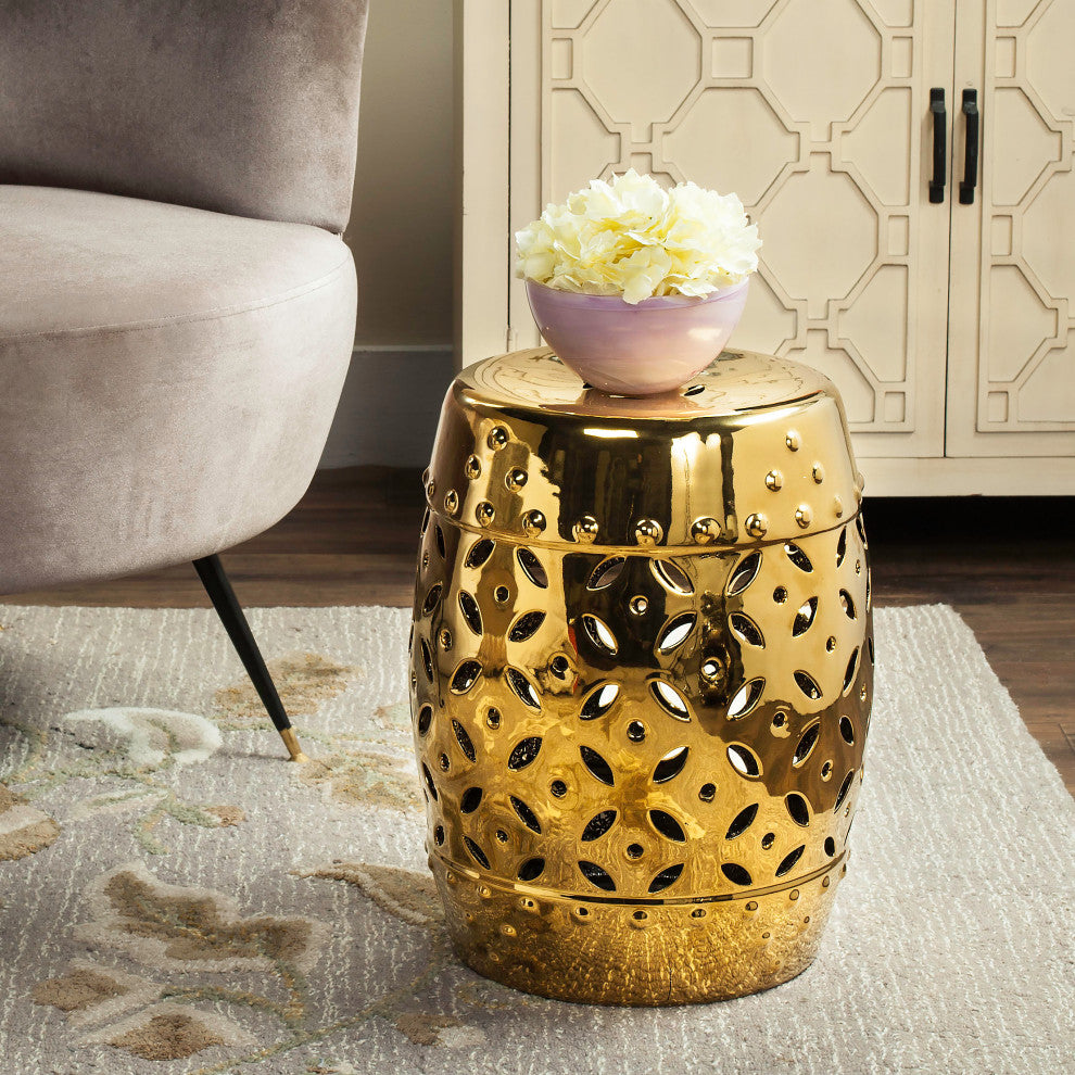 Safavieh Lattice Coin Garden Stool, Gold