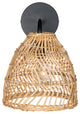 Luhu Open Weave Cane Rib Bell Sconce Wall Lamp, Natural