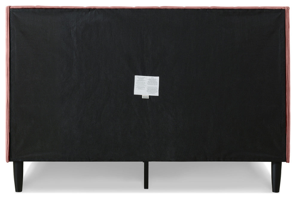 Aspen Modern Vertical Tufted Upholstered Platform Bed, Ash Rose Velvet, Queen