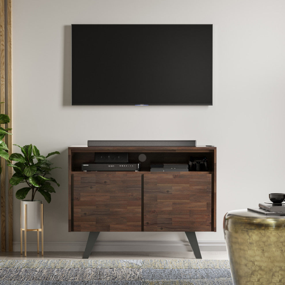 Lowry SOLID ACACIA WOOD TV Media Stand For TVs up to 70 inches, Charcoal Brown