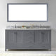 Caroline Avenue 72" Double Bathroom Vanity Set Gray, Marble Top