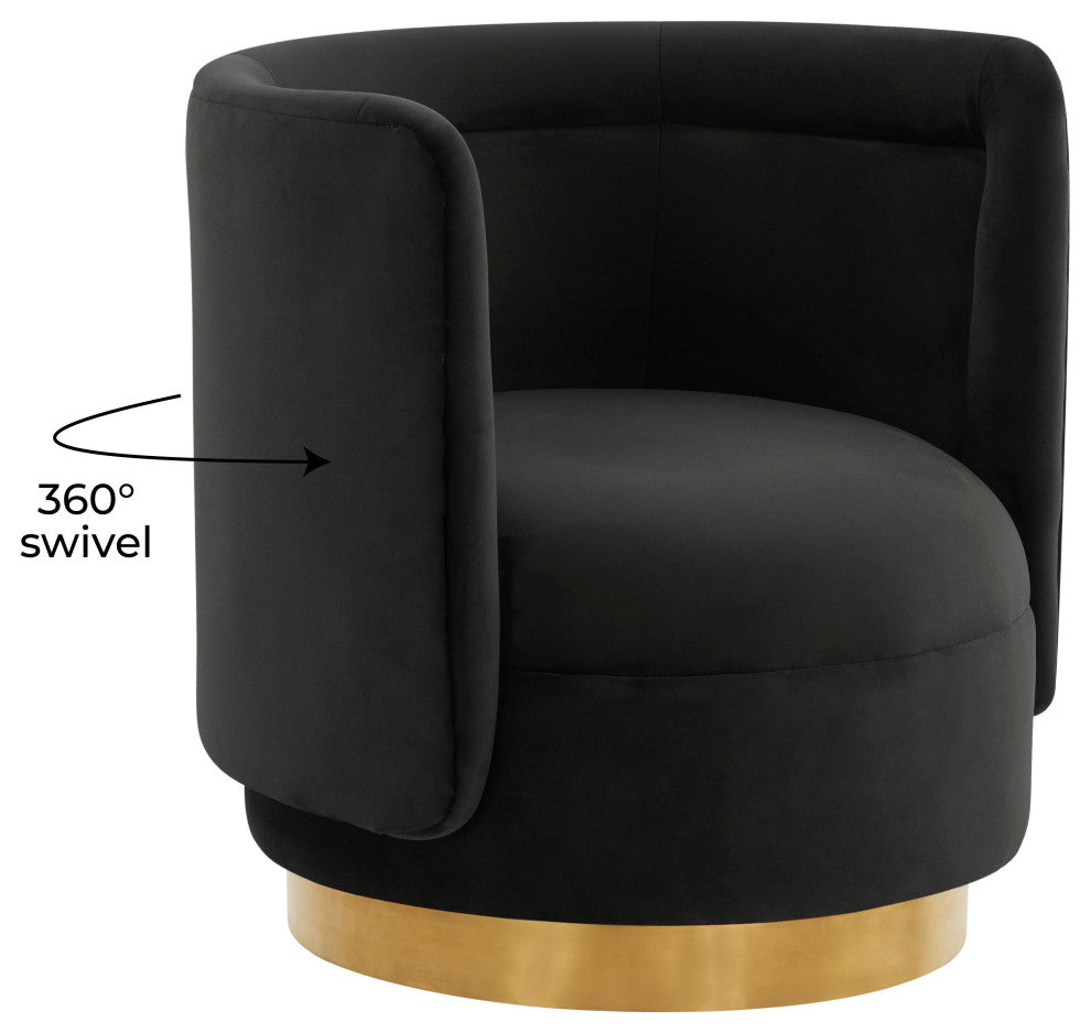 Remy Black Velvet Swivel Chair