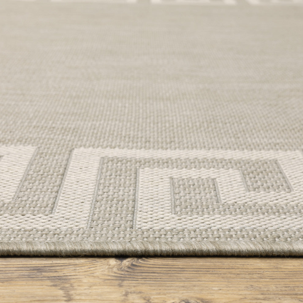 Parlan Aztec Border Indoor-Outdoor Area Rug, Gray, 1'10"x7'3"