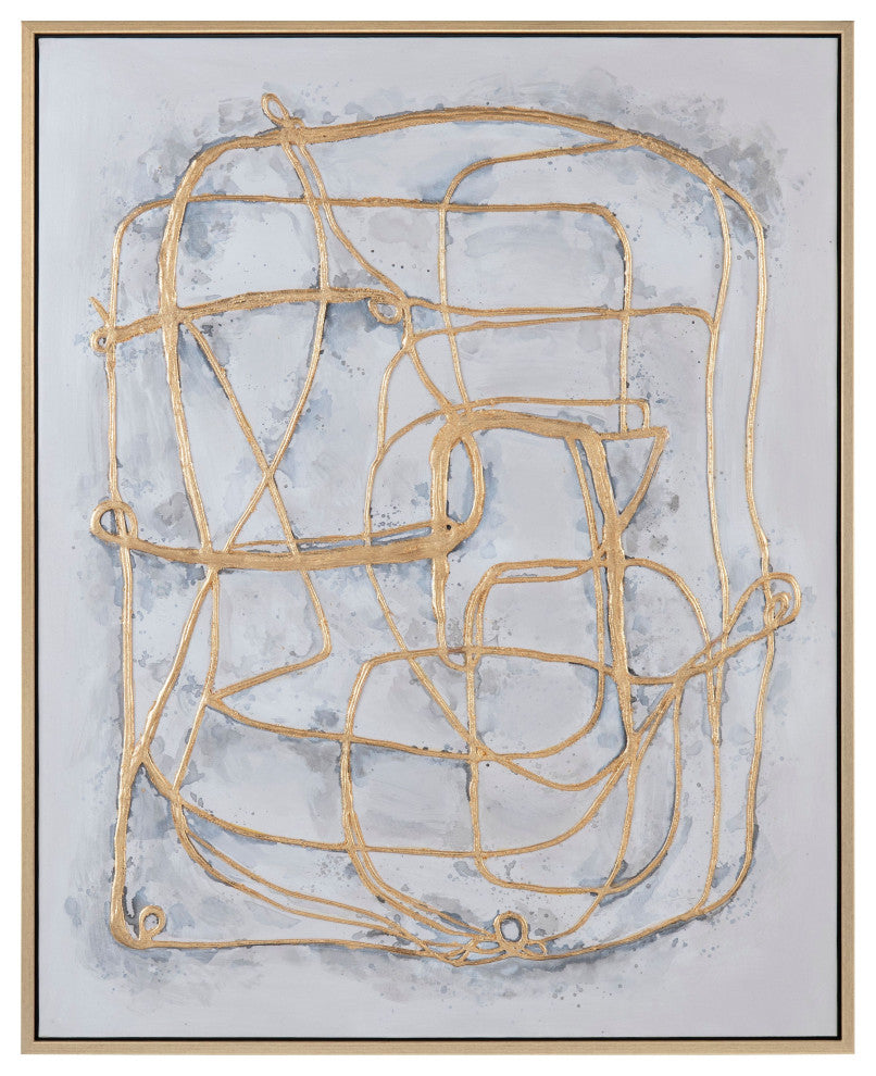 Gilded Lines Canvas Wall Art With Gold Frame