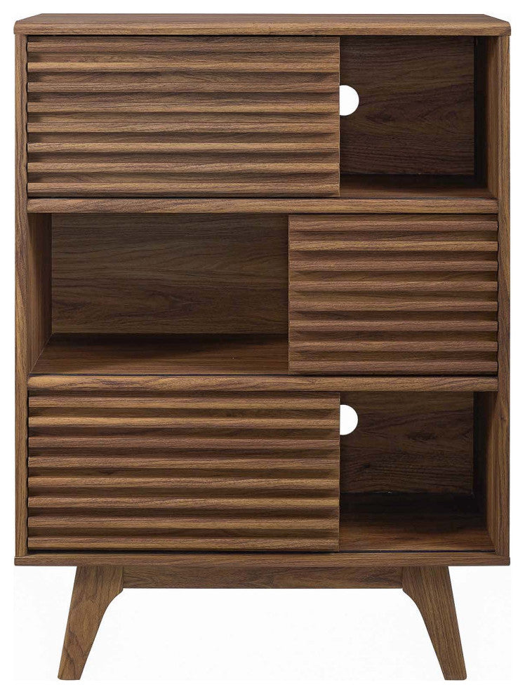 Render Three-Tier Display Storage Cabinet Stand, Walnut