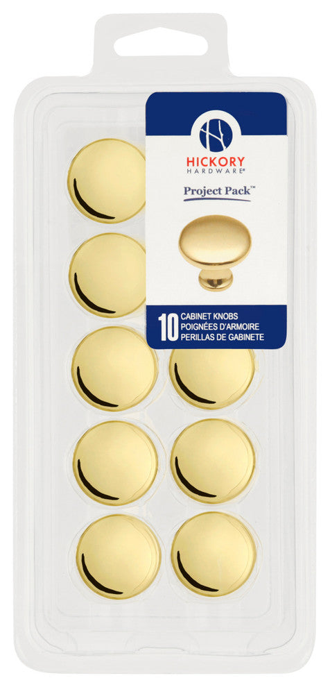 Belwith Hickory Project Pack 1-1/8 In. Conquest Polished Brass Cabinet Knob (10