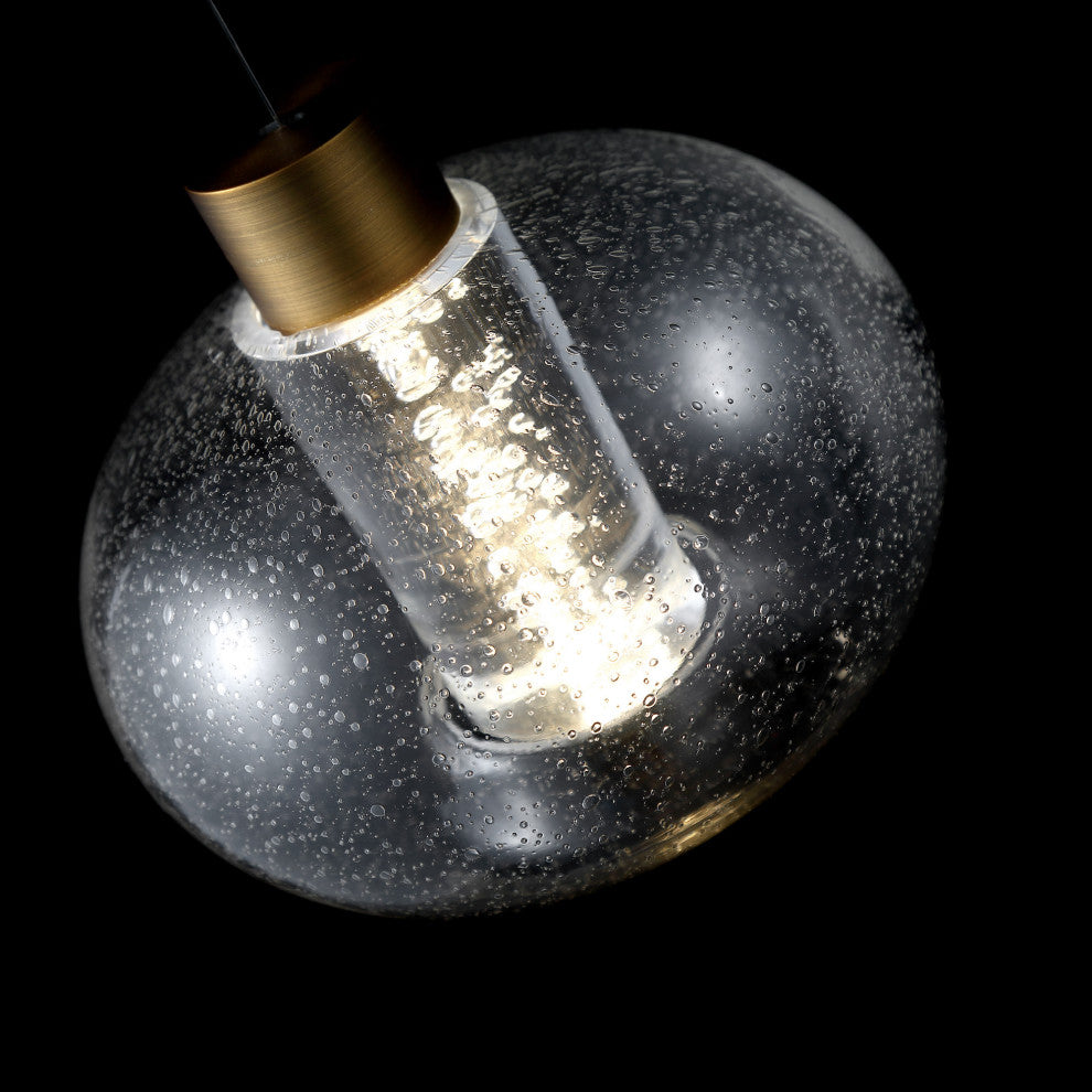 Crater 8" LED Pendant Title 24 Compliant 3500K, Aged Brass