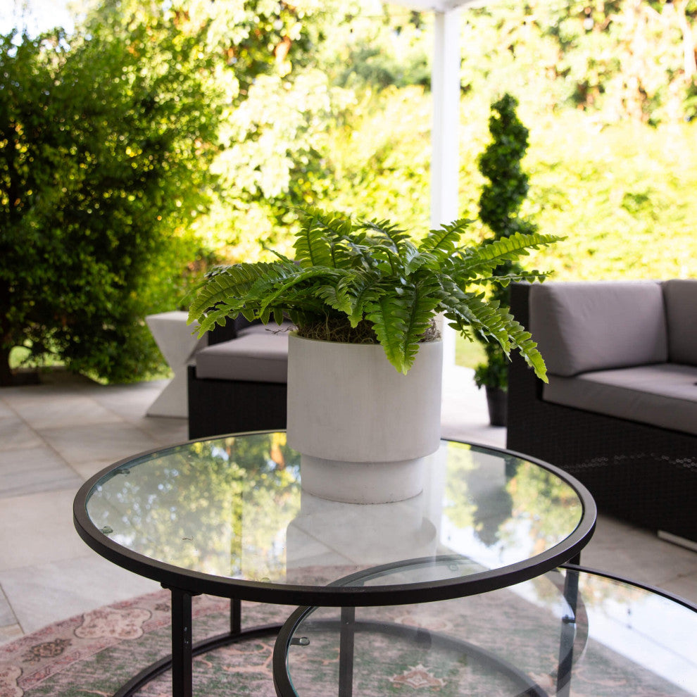19" UV Resistant Artificial Boston Fern, Indoor/Outdoor Set of 2