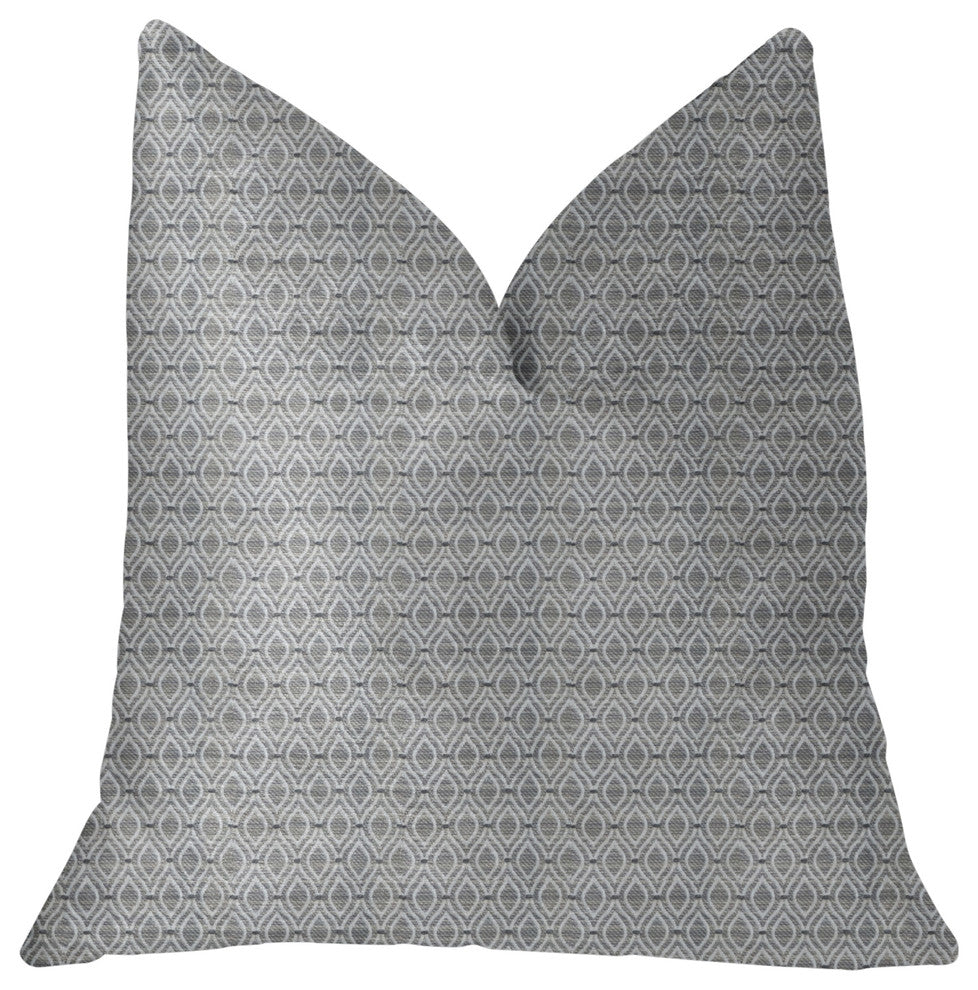 Deluxe Rockland Beige and Silver Luxury Throw Pillow, 16"x16"