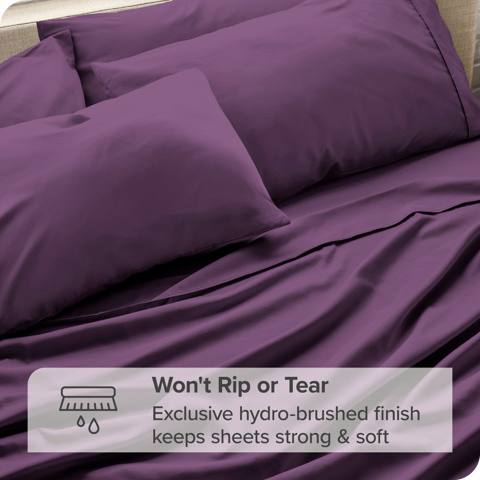 Bare Home 7-Piece Microfiber Sheet Set, Plum, Split King
