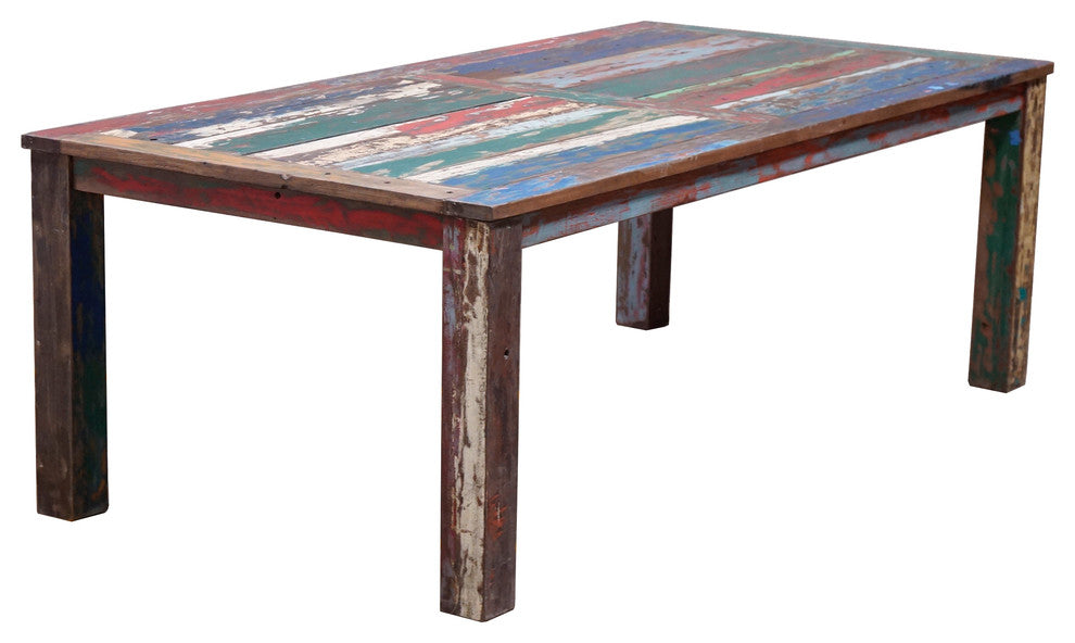 Teak Wood Dining Table Made From Recycled Teak Wood Boats, 63 X 35"