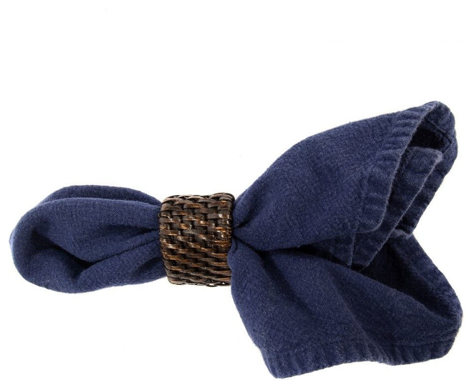 Artifacts Rattan Oval Napkin Rings 6 Piece Set, Tudor Black