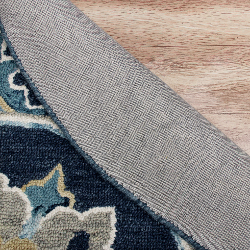 Blue Floral Gardens Medallion Round Rug, 7' Round