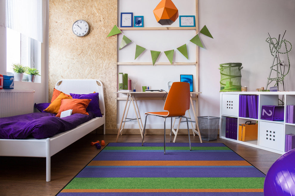 Kid Essentials Rug, Straight and Narrow, Violet, 5'4"x7'8"